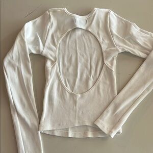 White Long Sleeve open back Top